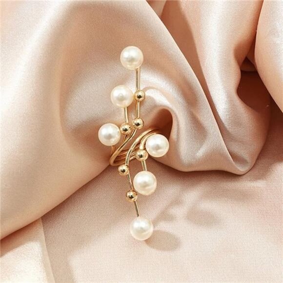 Pearl Branch Statement Ring – Modern Glamour Accessory - Adjustable Elegant - Picture 6 of 7